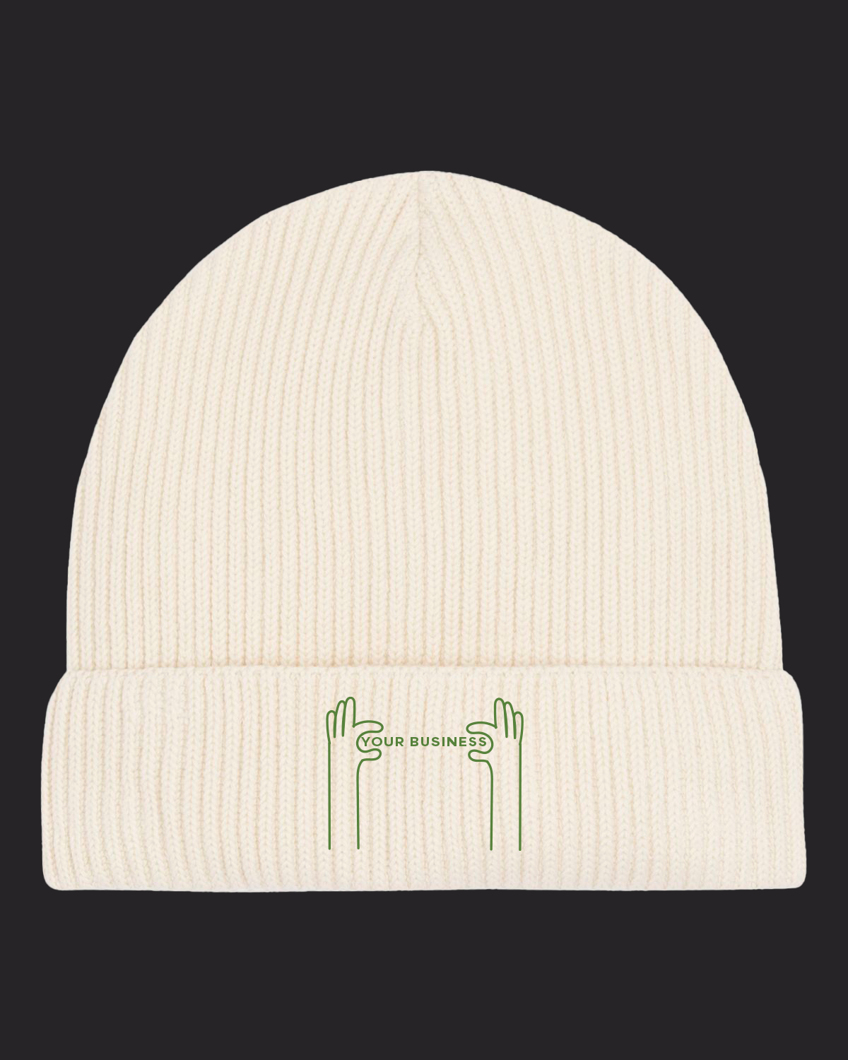 Customize your own sustainable beanie hat made of 95% GOTS-Certified organic cotton.